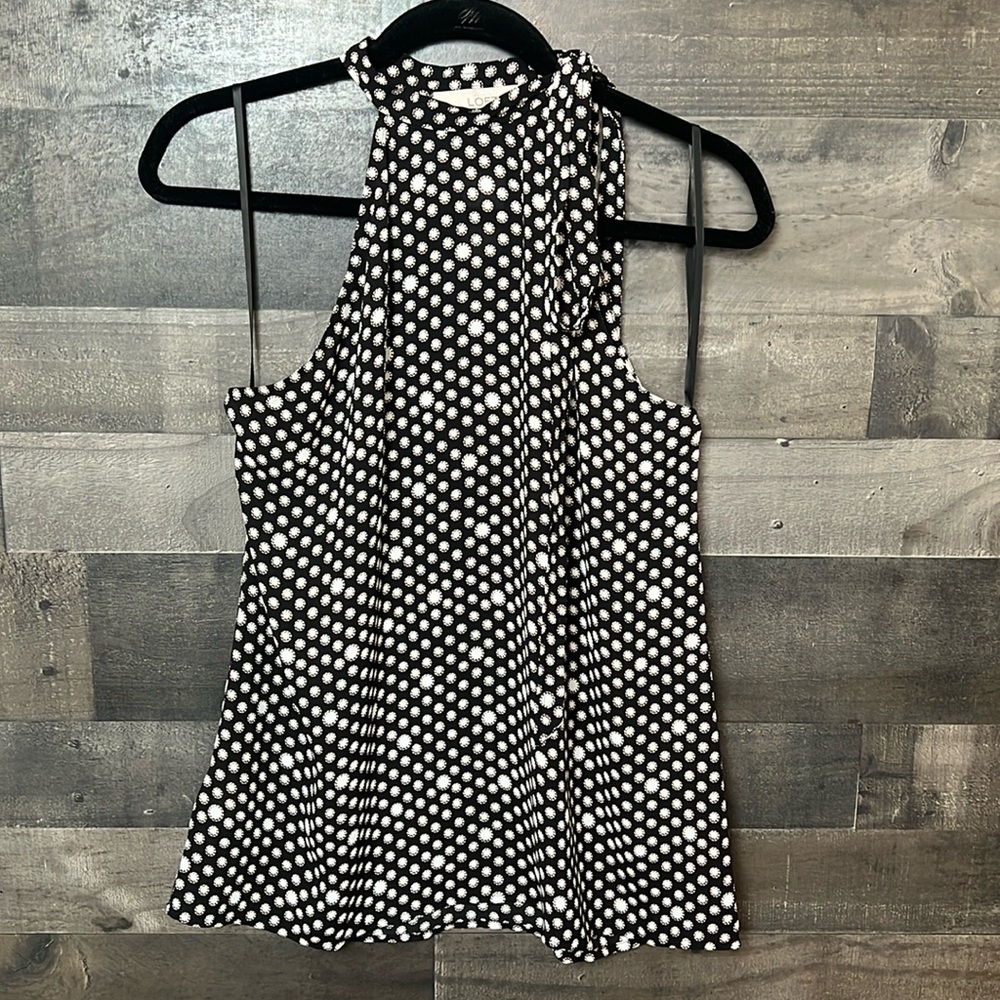 New Loft Sleeveless Black Pink and White Blouse